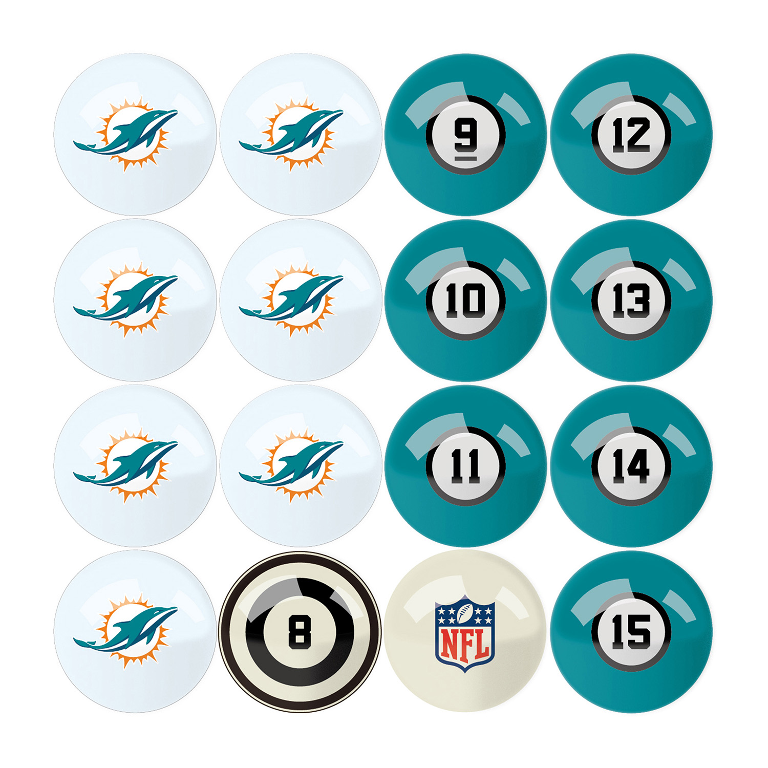 Miami Dolphins Billiard Ball Set