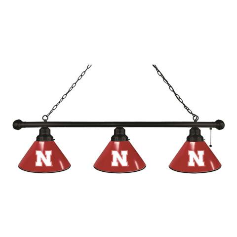 Nebraska Cornhuskers 3 Shade Black Billiard Light