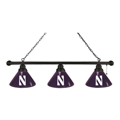 Northwestern Wildcats 3 Shade Black Billiard Light