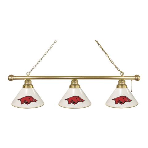 Arkansas Razorbacks 3 Shade Brass Billiard Light