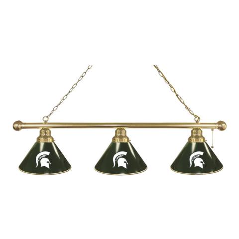 Michigan State Spartans 3 Shade Brass Billiard Light