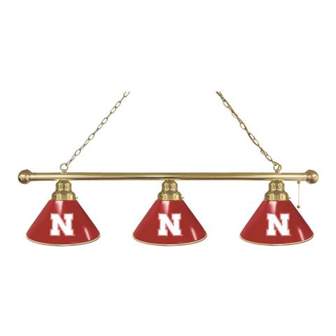 Nebraska Cornhuskers 3 Shade Brass Billiard Light