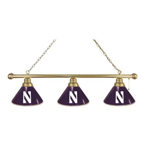 Northwestern Wildcats 3 Shade Brass Billiard Light