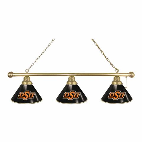 Oklahoma State Cowboys 3 Shade Brass Billiard Light