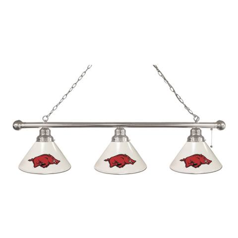 Arkansas Razorbacks 3 Shade Chrome Billiard Light