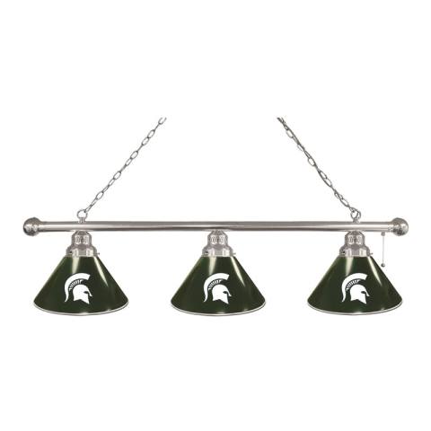 Michigan State Spartans 3 Shade Chrome Billiard Light