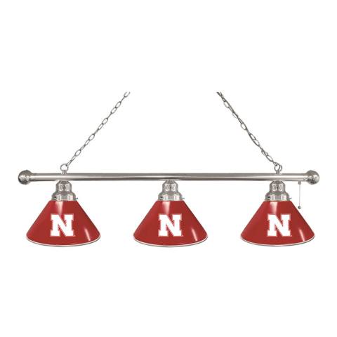 Nebraska Cornhuskers 3 Shade Chrome Billiard Light