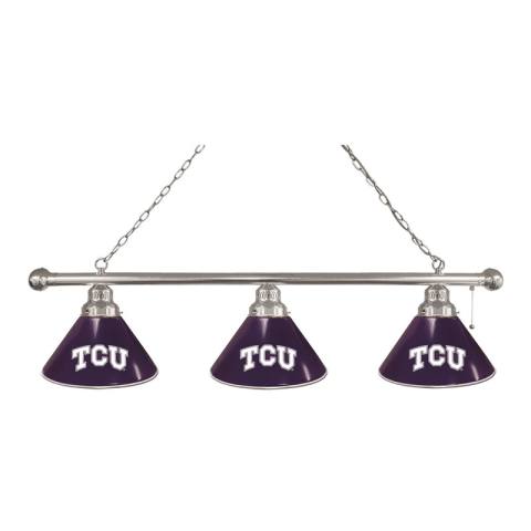 TCU Horned Frogs 3 Shade Chrome Billiard Light