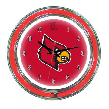 Louisville Cardinals 14 Inch Neon Clock