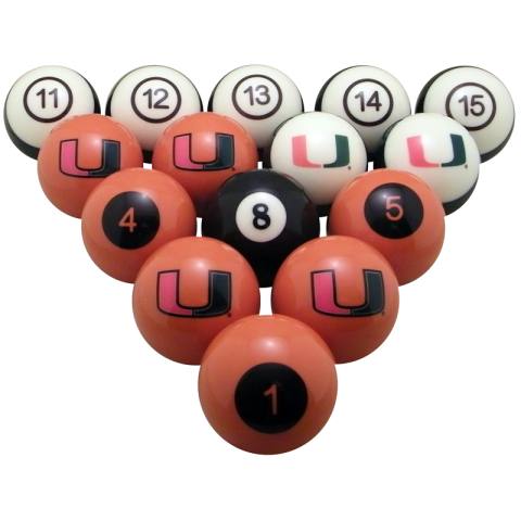 Miami Hurricanes Pool Ball Set