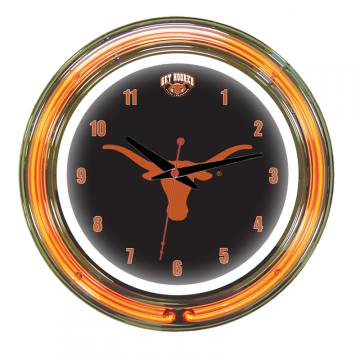 Texas Longhorns Neon Wall Clock - 14 Inch