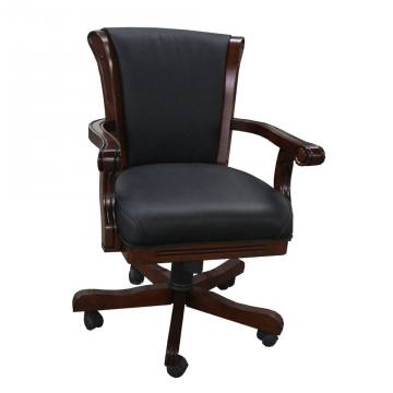 Berner Walnut Poker Chair with Black Leather