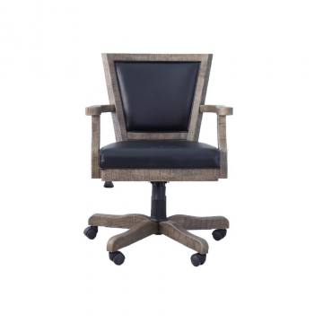 Berner Weathered Desert Sand Poker Chair with Black Leather