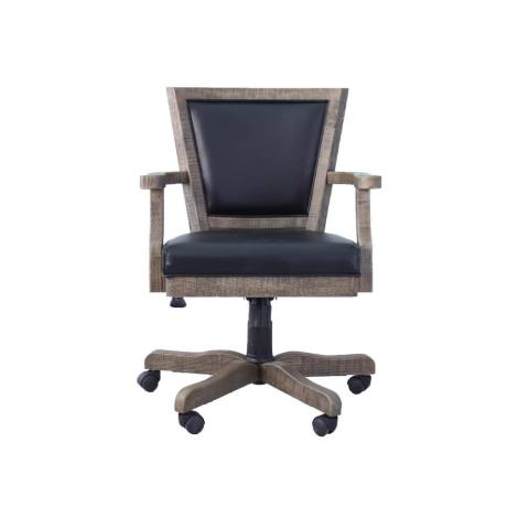 Berner Weathered Desert Sand Poker Chair with Black Leather