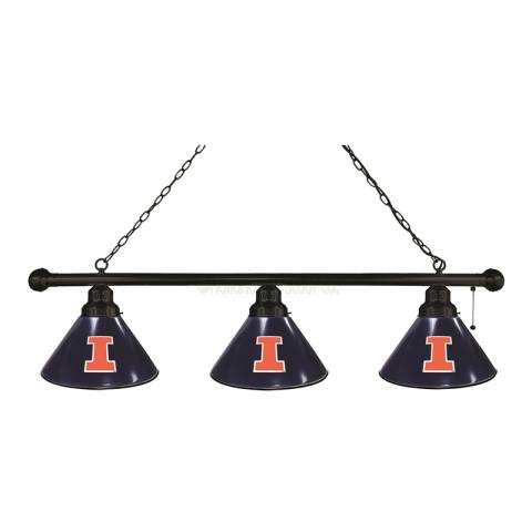 Illinois Fighting Illini 3 Shade Black Billiard Light