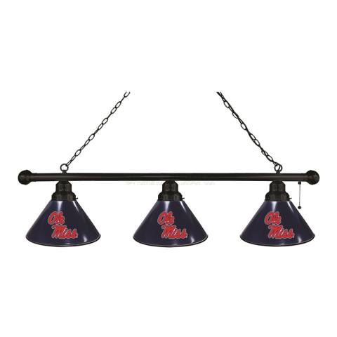 Ole Miss Rebels 3 Shade Black Billiard Light