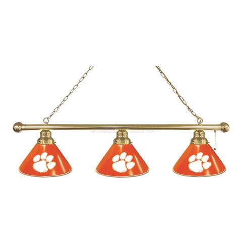 Clemson Tigers 3 Shade Brass Billiard Light