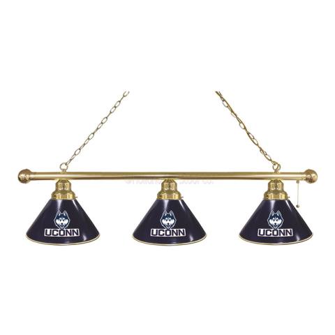 UCONN Huskies 3 Shade Brass Billiard Light