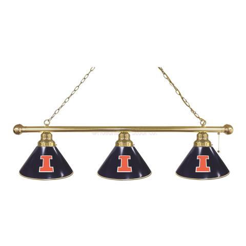 Illinois Fighting Illini 3 Shade Brass Billiard Light