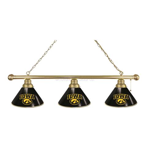 Iowa Hawkeyes 3 Shade Brass Billiard Light