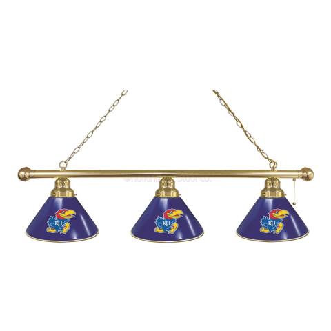 Kansas Jayhawks 3 Shade Brass Billiard Light