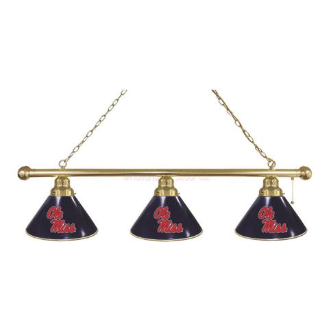 Ole Miss Rebels 3 Shade Brass Billiard Light