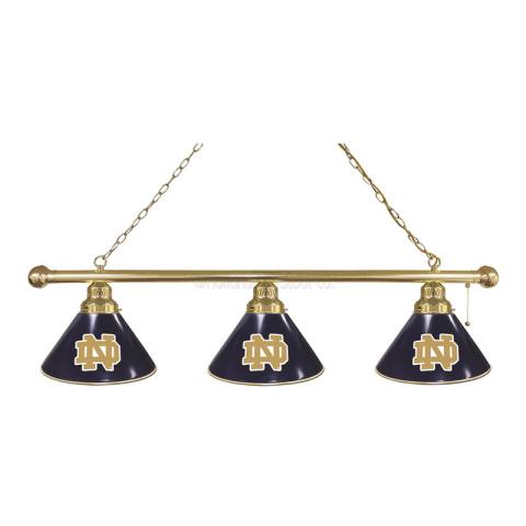 Notre Dame Fighting Irish 3 Shade Brass Billiard Light