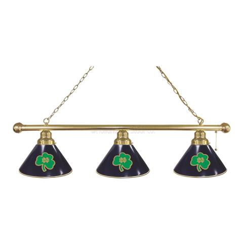 Notre Dame Shamrock 3 Shade Brass Billiard Light