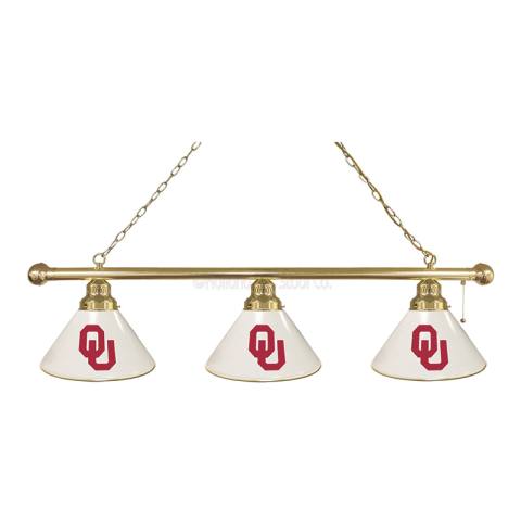 Oklahoma Sooners 3 Shade Brass Billiard Light