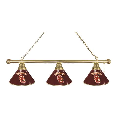 USC Trojans 3 Shade Brass Billiard Light