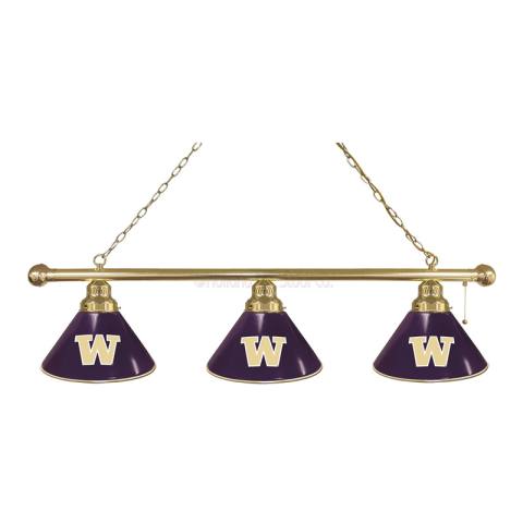 Washington Huskies 3 Shade Brass Billiard Light