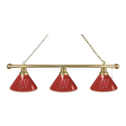 Wisconsin Badgers 3 Shade Brass Billiard Light