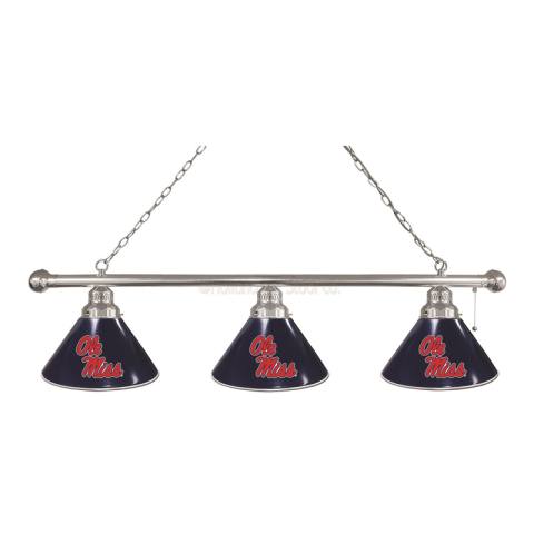 Ole Miss Rebels 3 Shade Chrome Billiard Light