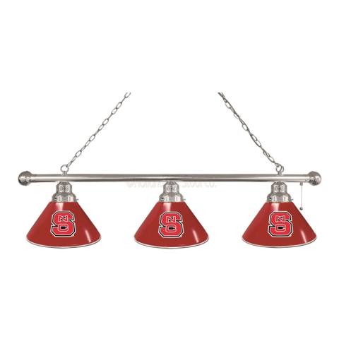 NC State Wolfpack 3 Shade Chrome Billiard Light