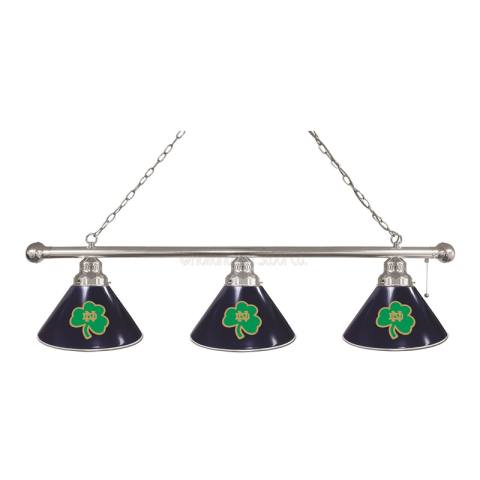 Notre Dame Shamrock 3 Shade Chrome Billiard Light