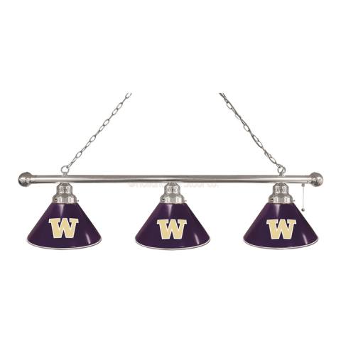 Washington Huskies 3 Shade Chrome Billiard Light