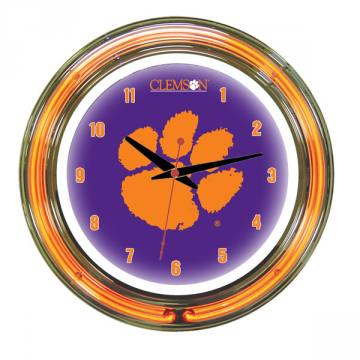 Clemson Tigers 14 Inch Neon Clock
