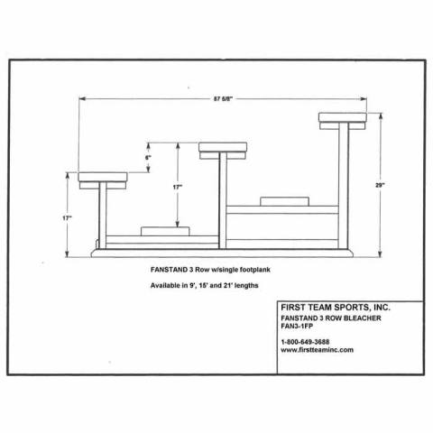 First Team Fanstand Outdoor Bleacher - 3 Row / 1 Plank