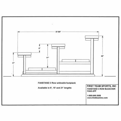 First Team Fanstand Outdoor Bleacher - 3 Row/ 2 Plank