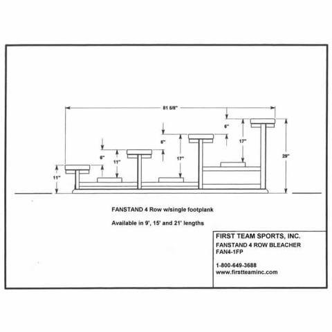 First Team Fanstand Outdoor Bleacher - 4 Row/ 1 Plank