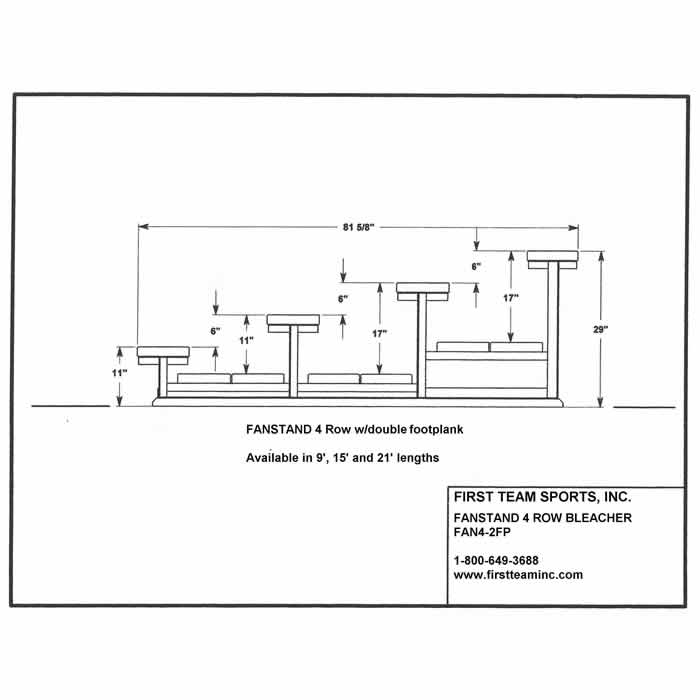 First Team Fanstand Outdoor Bleacher - 4 Row/ 2 Plank