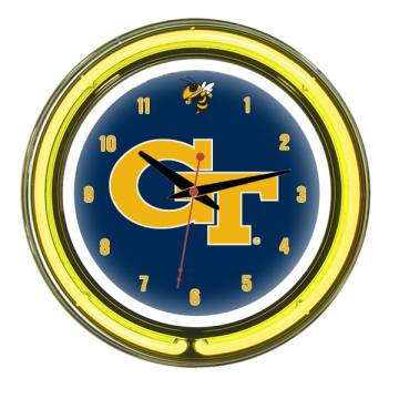Georgia Tech Yellow Jackets 14 Inch Neon Clock