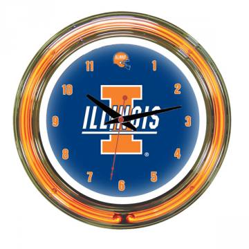 Illinois Fighting Illini 14 Inch Neon Clock
