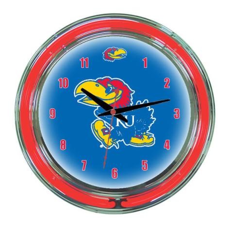 Kansas Jayhawks 14 Inch Neon Clock