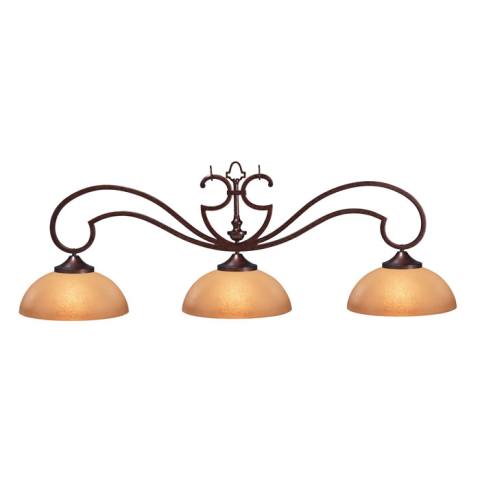 HJ Scott Wrought Iron Rustic Billiard Light - Scavo Glass Shade