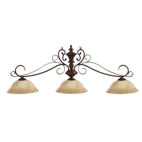 HJ Scott Wrought Iron Rustic Billiard Light - Amber Glass Shade