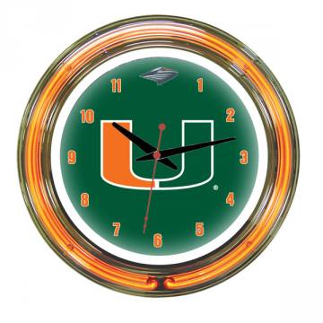 Miami Hurricanes 14 Inch Neon Clock