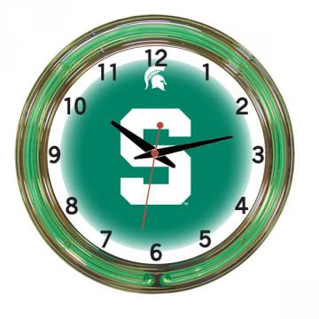 Michigan State Spartans 18 Inch Neon Clock