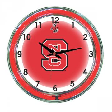 NC State Wolfpack 18 Inch Neon Clock