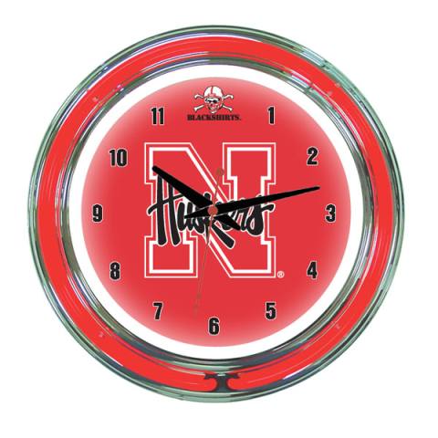 Nebraska Cornhuskers 14 Inch Neon Clock